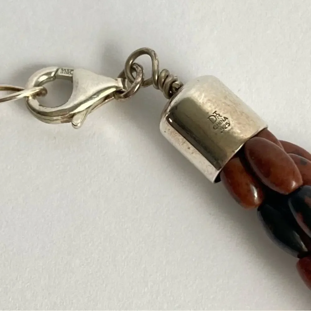 Jay King Mine Finds Necklace Mahogany Obsidian Jasper Sterling Silver Pendant‎